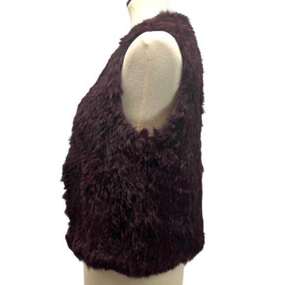 525 America Luxe Rabbit Fur Eggplant Purple Vest Women Medium - Picture 5 of 10
